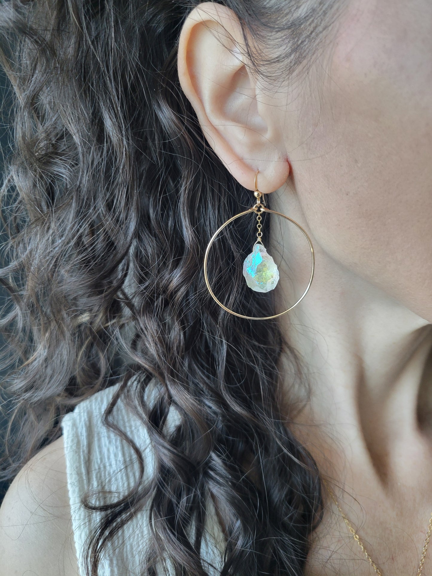 Angel Aura Quartz Hoop Earrings