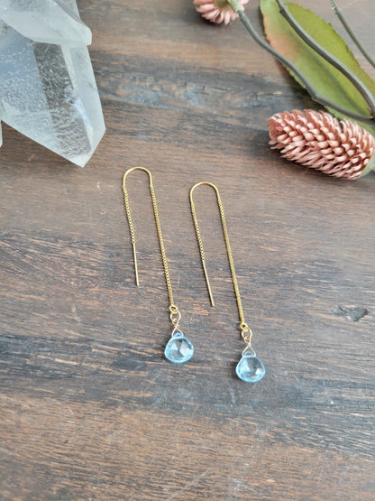 Sky Blue Topaz Threader Earrings