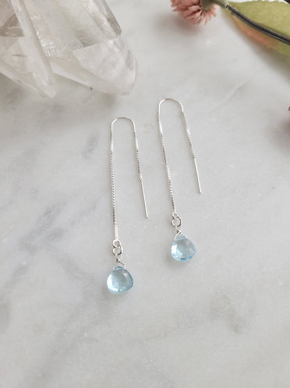 Sky Blue Topaz Threader Earrings