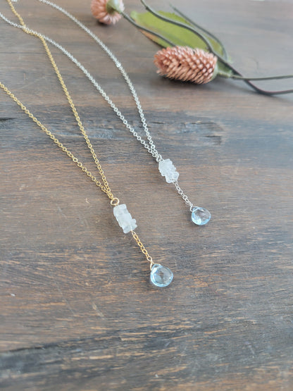 Sky Blue Topaz with Moonstone Y Necklace