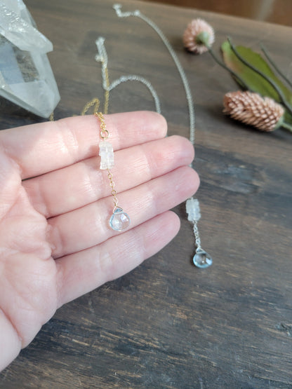 Sky Blue Topaz with Moonstone Y Necklace