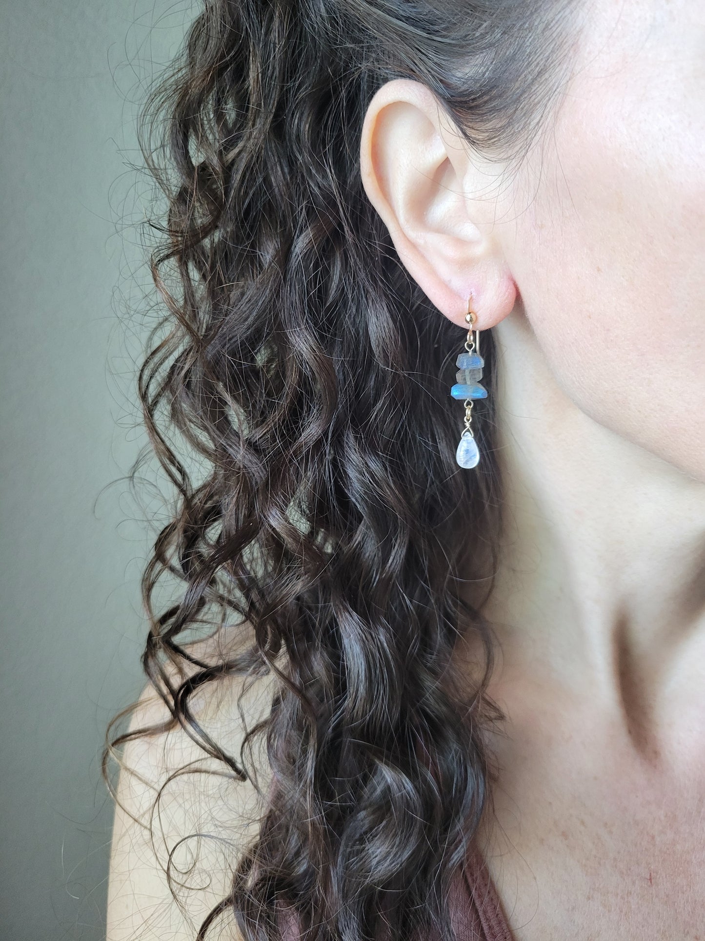 Labradorite and Moonstone Dangles