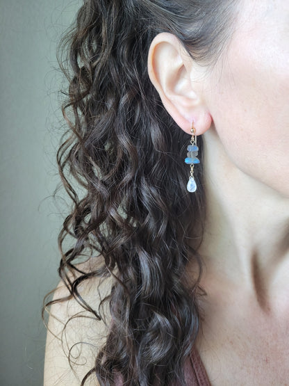 Labradorite and Moonstone Dangles