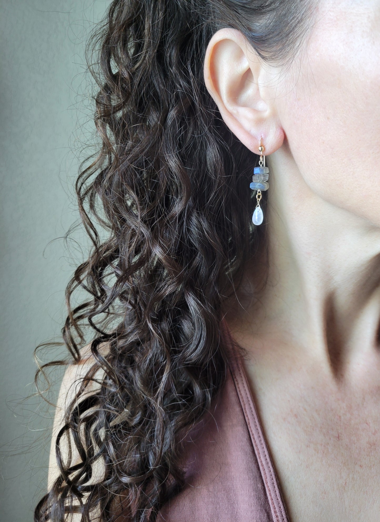 Labradorite and Moonstone Dangles