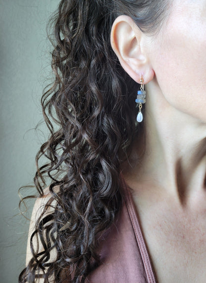 Labradorite and Moonstone Dangles