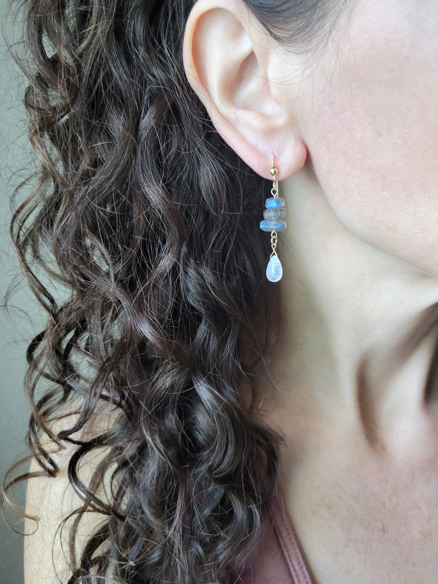Labradorite and Moonstone Dangles