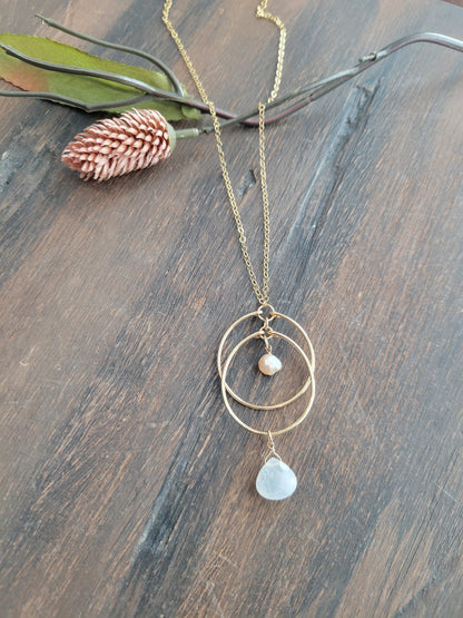 Moonstone and Pearl Necklace