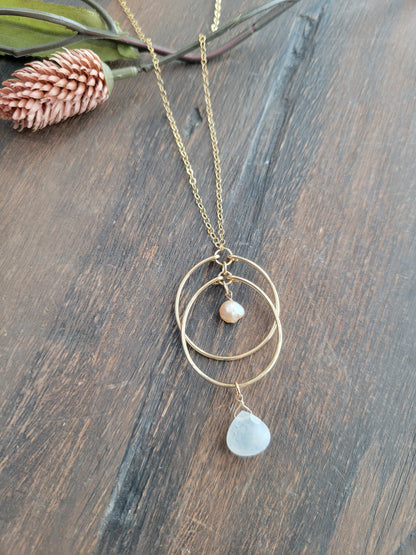 Moonstone and Pearl Necklace