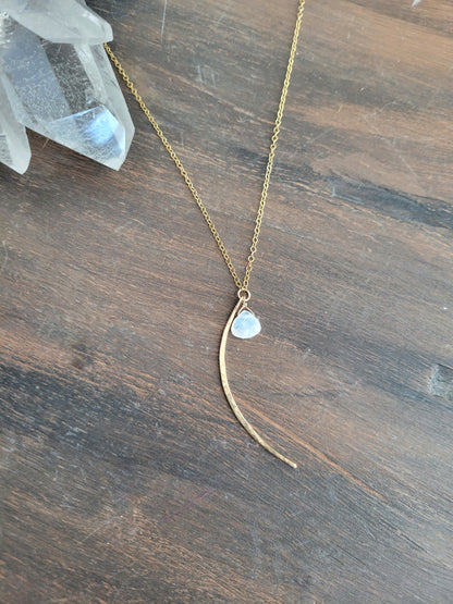 Moonstone Crescent Moon Necklace