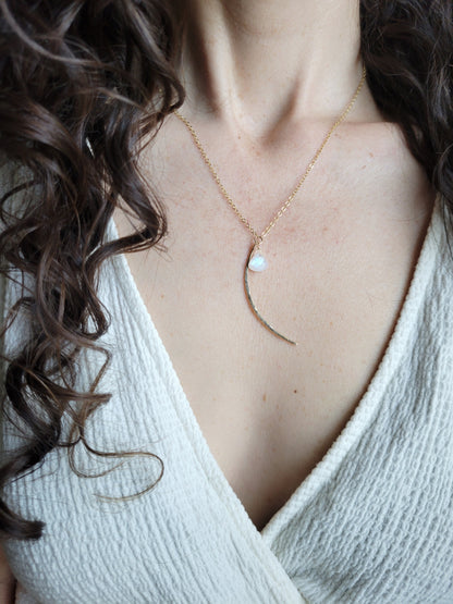 Moonstone Crescent Moon Necklace