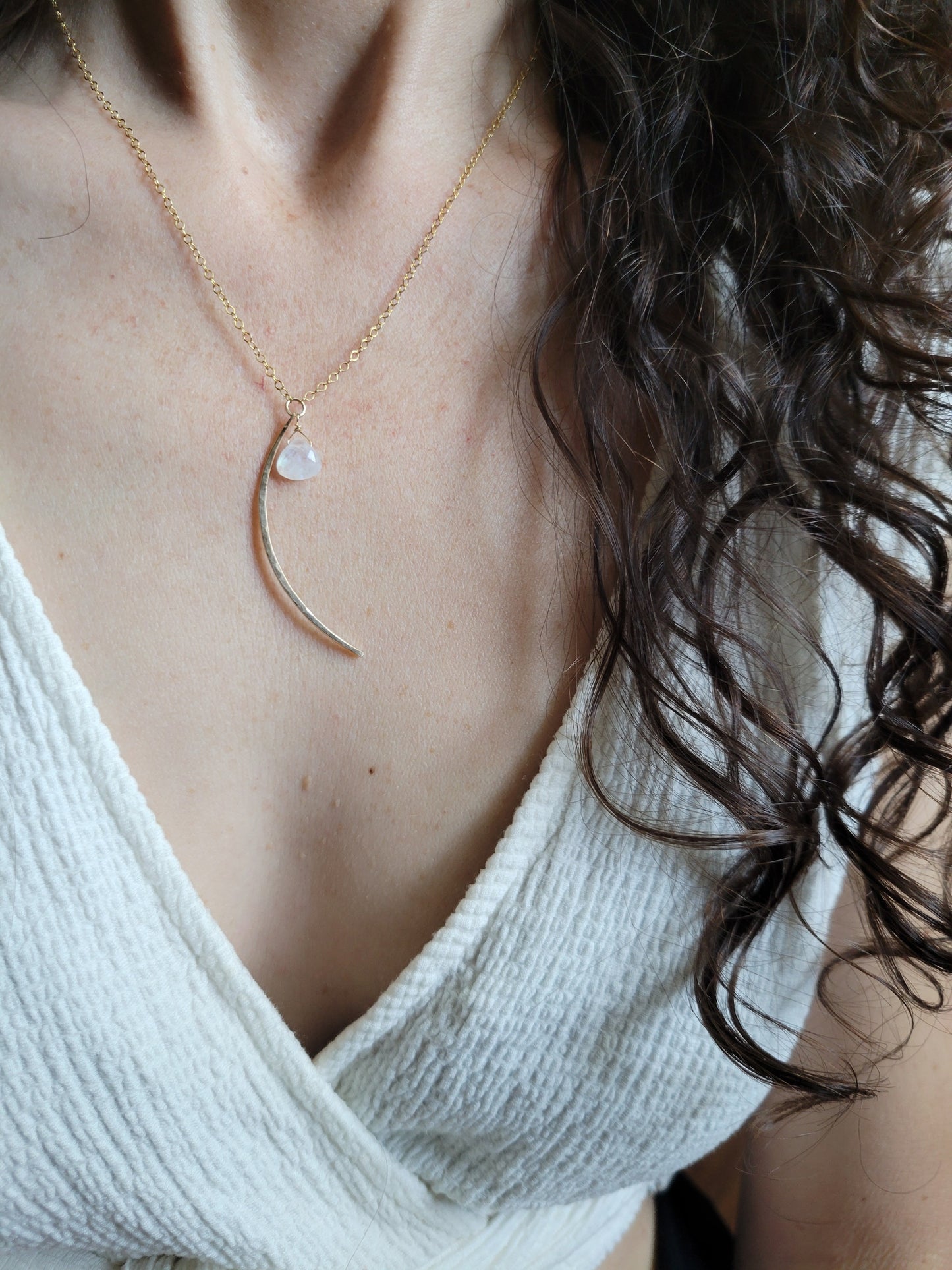 Moonstone Crescent Moon Necklace