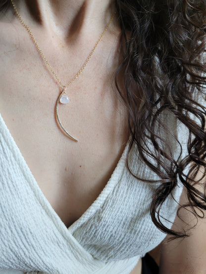 Moonstone Crescent Moon Necklace