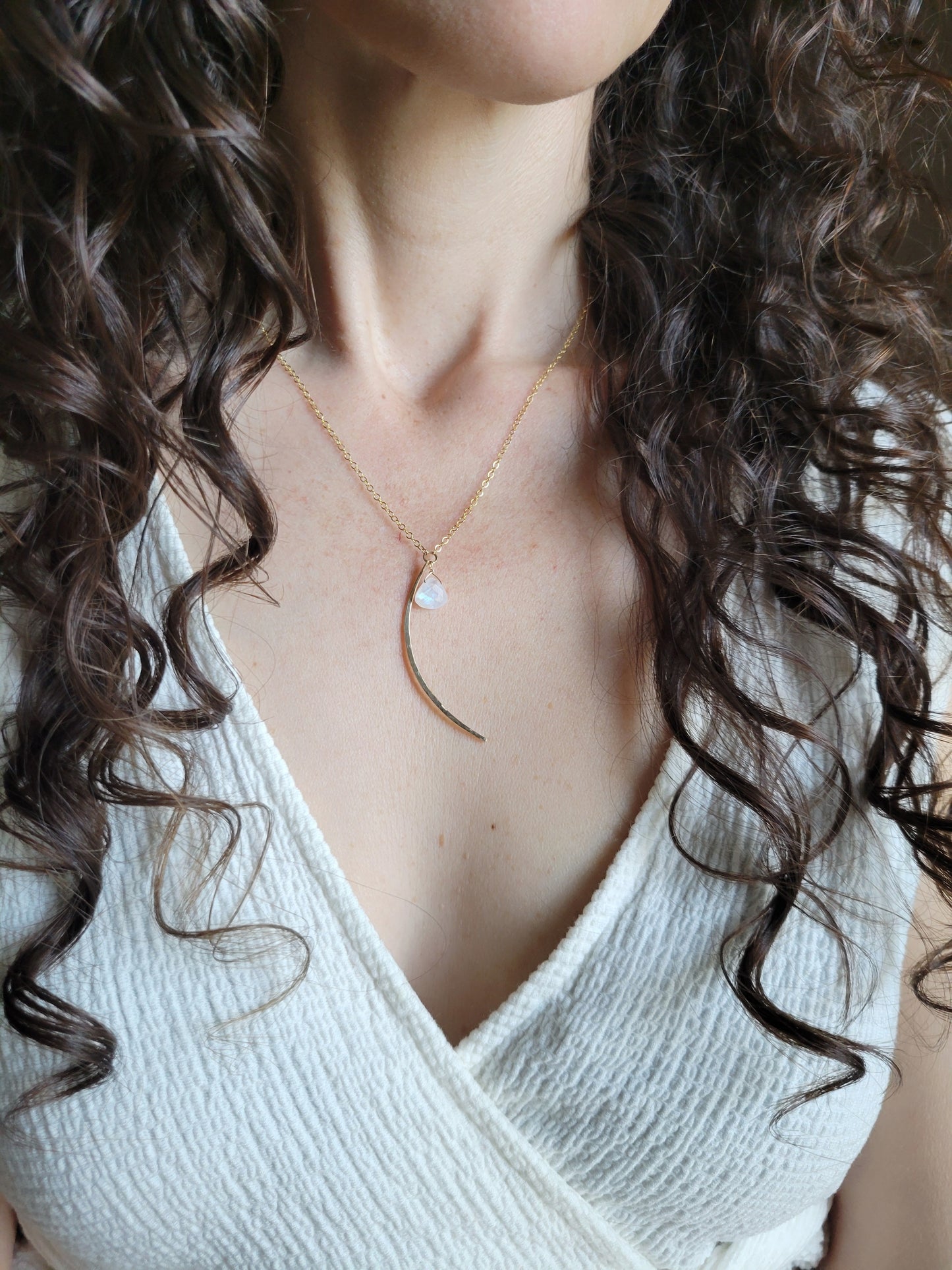 Moonstone Crescent Moon Necklace