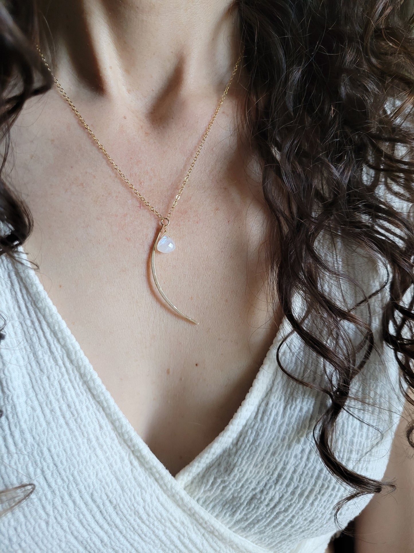 Moonstone Crescent Moon Necklace