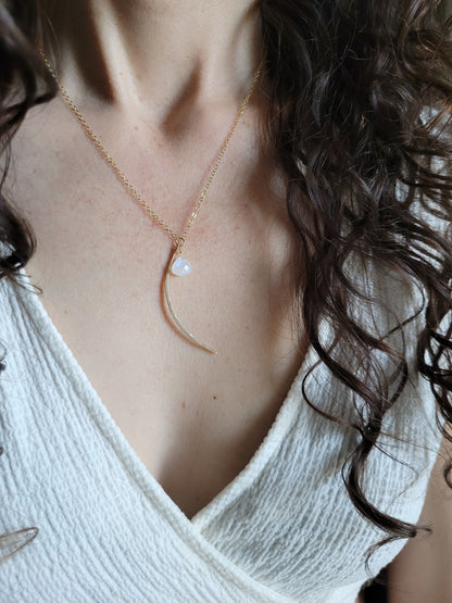 Moonstone Crescent Moon Necklace