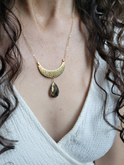Crescent Moon Labradorite Necklace