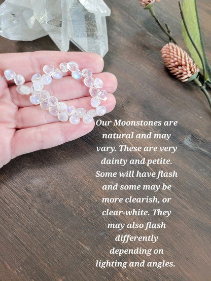 Dainty Moonstone Dangle Stud Earrings