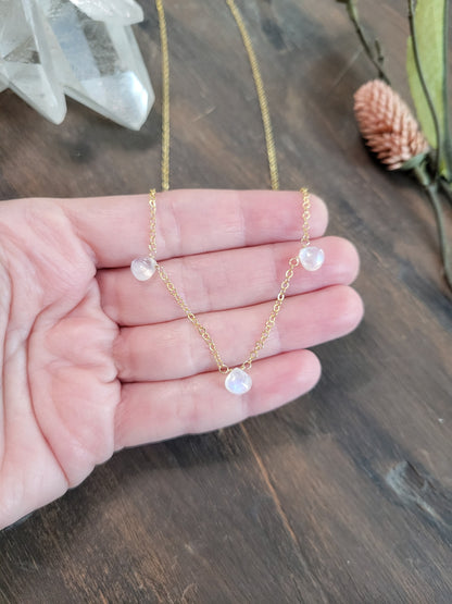 Dainty Moonstone Dew Drop Necklace