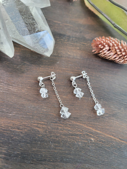 Herkimer Diamond Dangle Stud Earrings