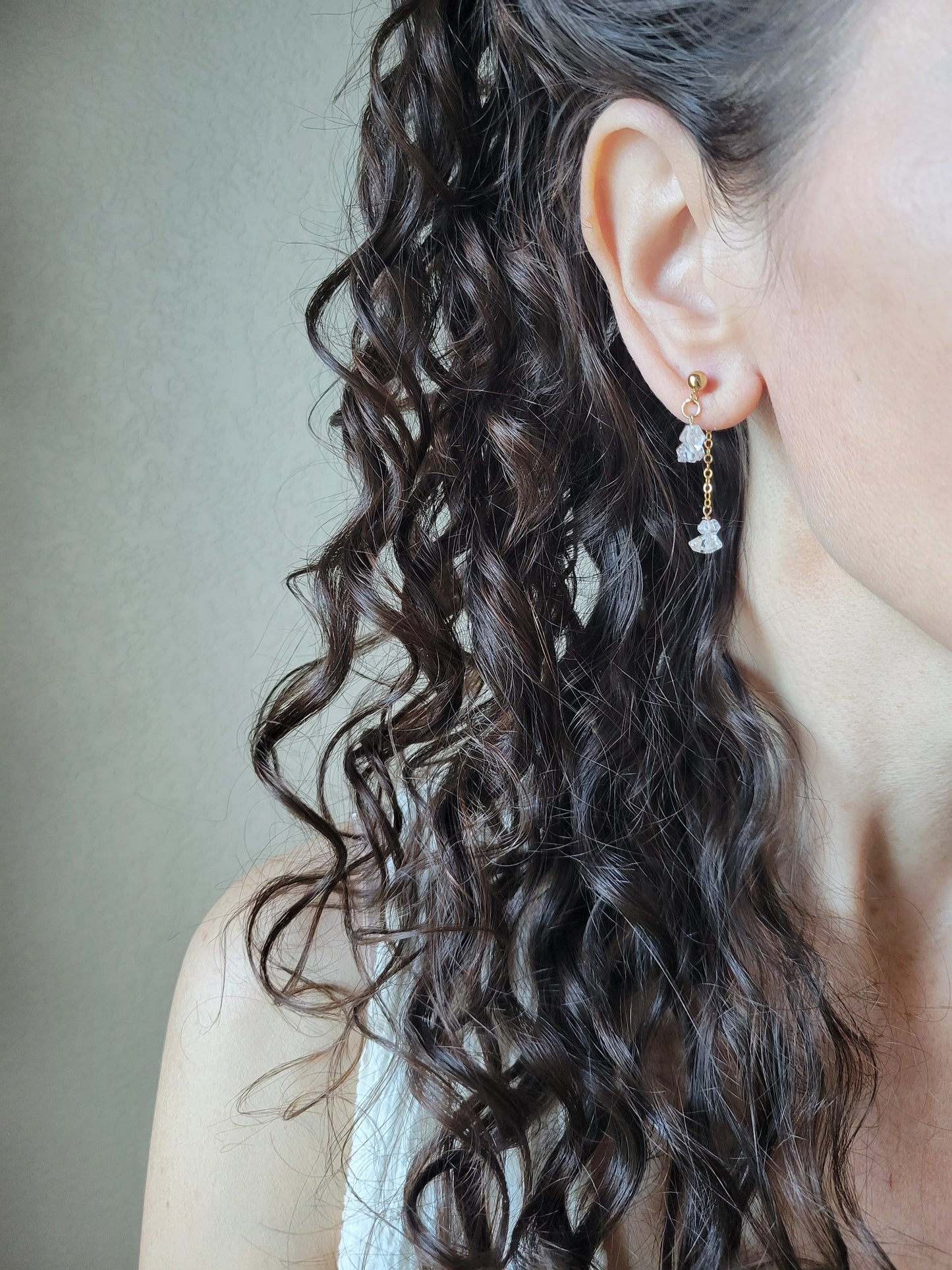 Herkimer Diamond Dangle Stud Earrings