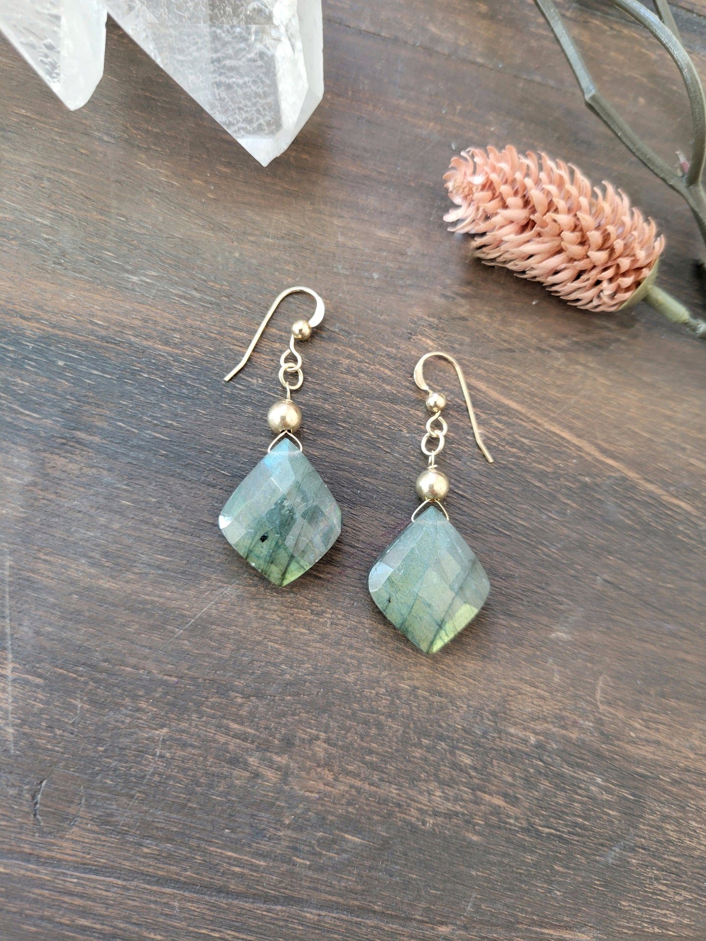 Labradorite Petal Earrings
