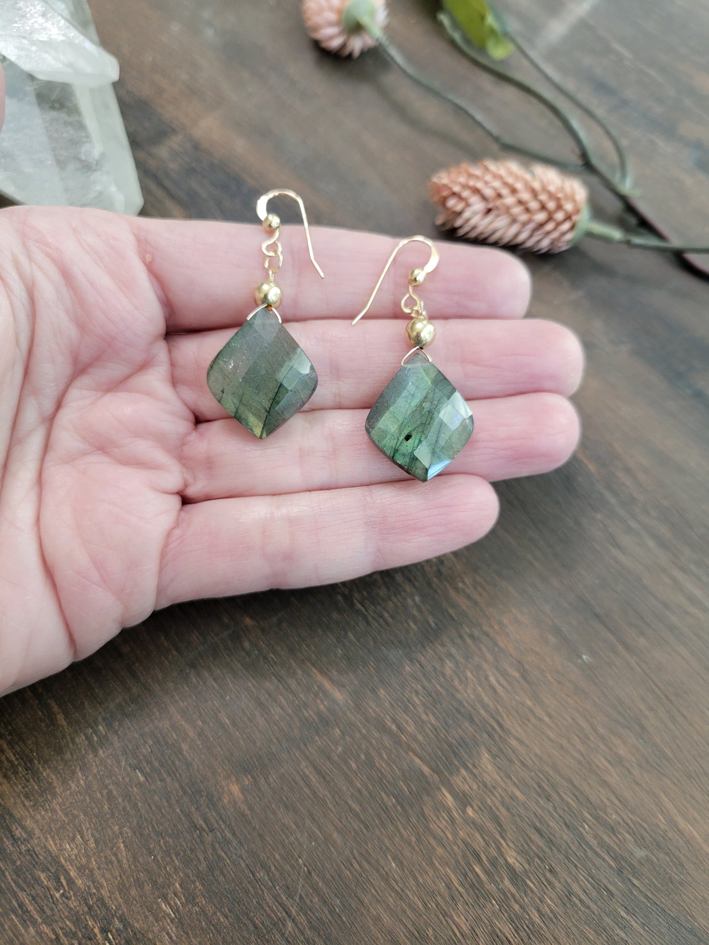 Labradorite Petal Earrings