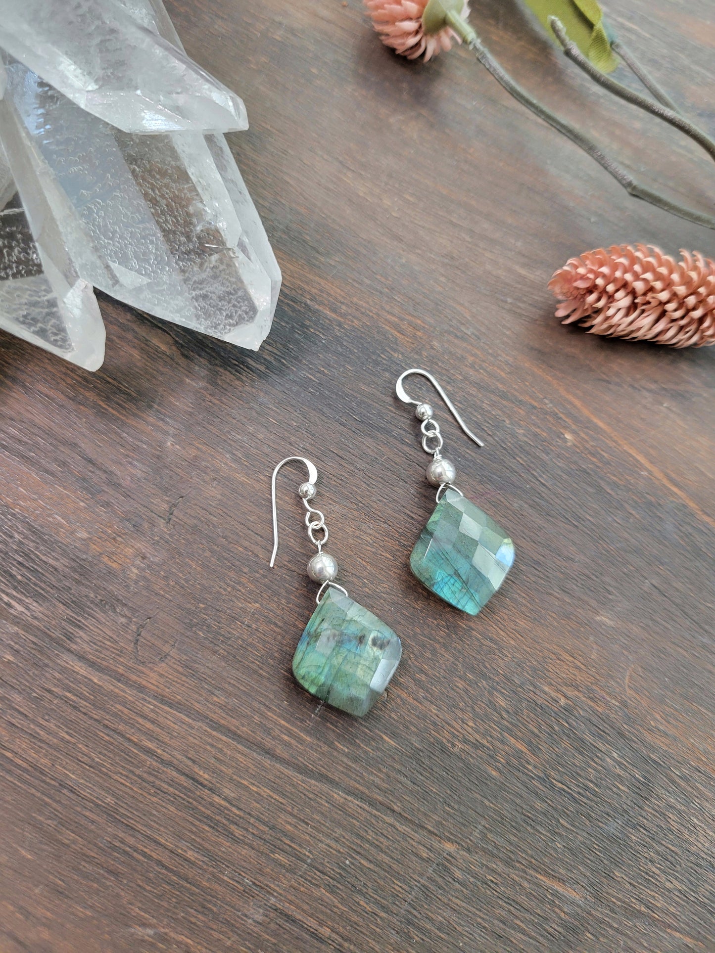 Labradorite Petal Earrings