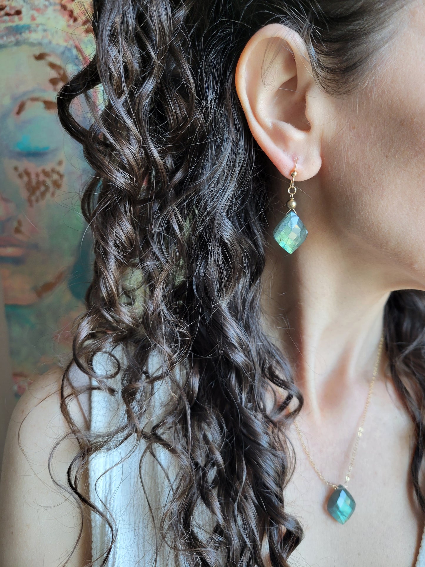 Labradorite Petal Earrings