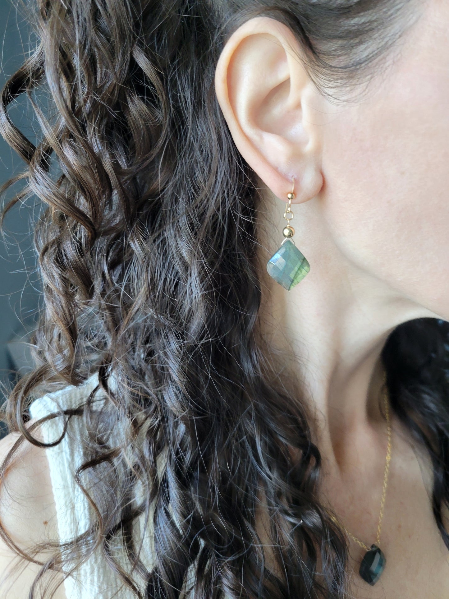 Labradorite Petal Earrings