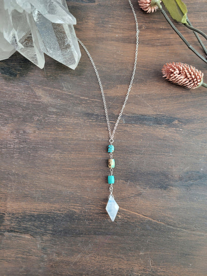 Turquoise and Moonstone Y Necklace