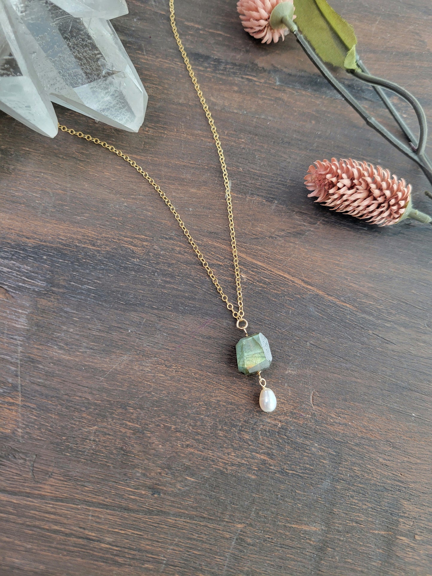 Labradorite and Pearl Necklace
