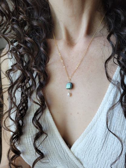 Labradorite and Pearl Necklace
