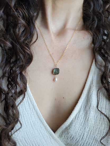 Labradorite and Pearl Necklace