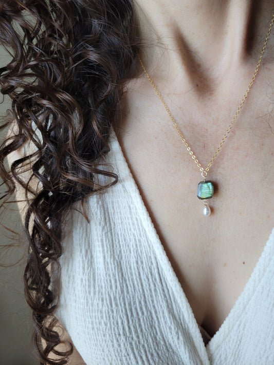Labradorite and Pearl Necklace