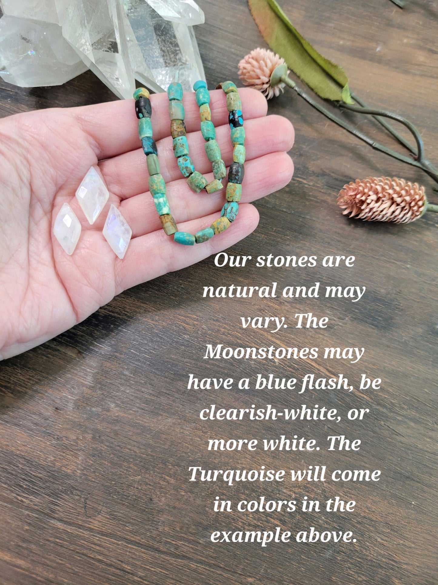 Turquoise and Moonstone Y Necklace