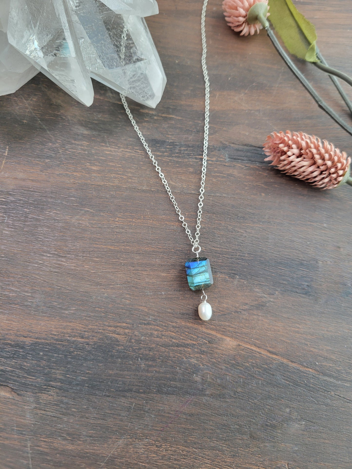 Labradorite and Pearl Necklace