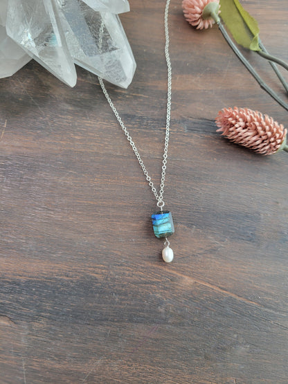 Labradorite and Pearl Necklace