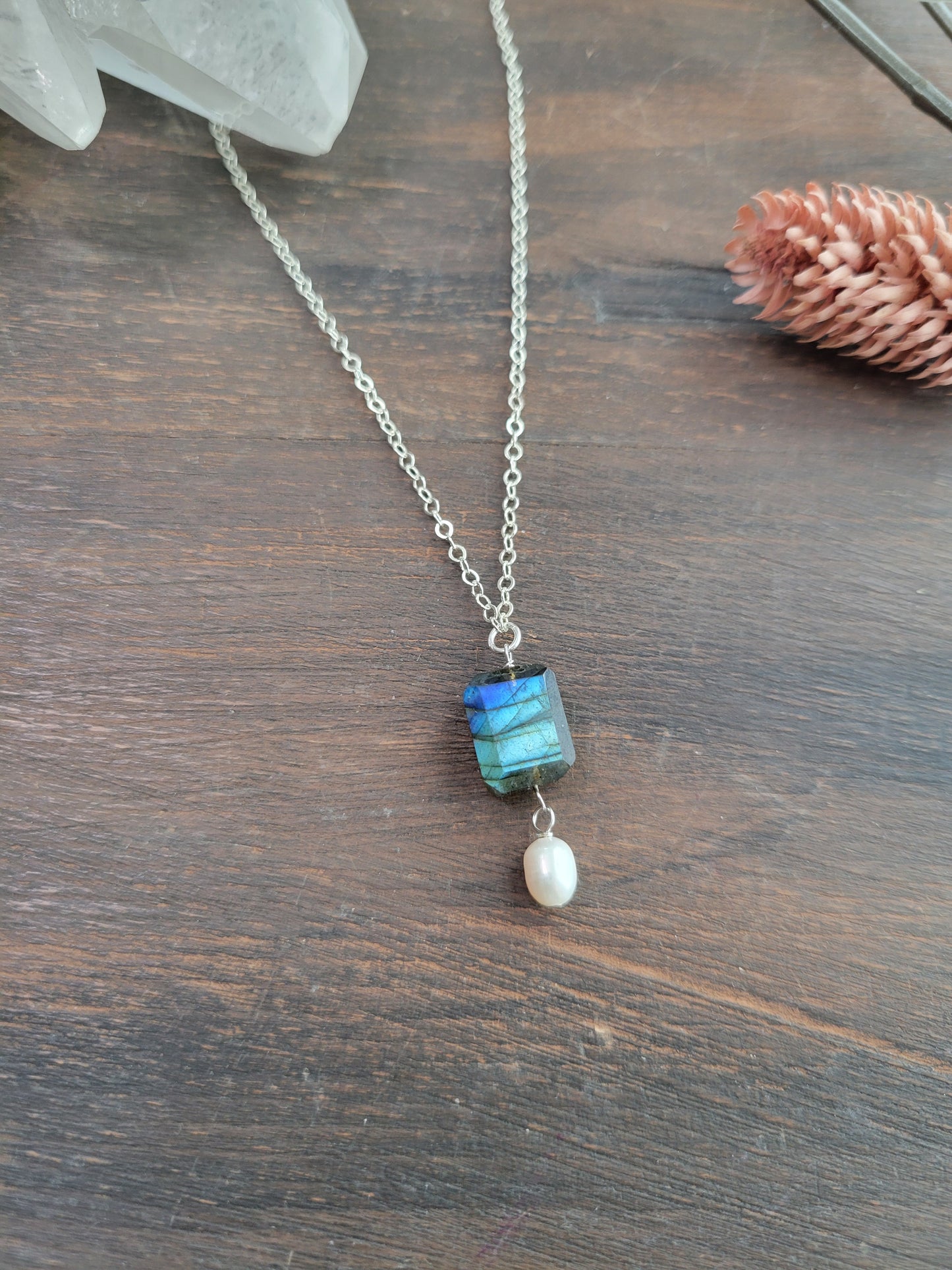 Labradorite and Pearl Necklace