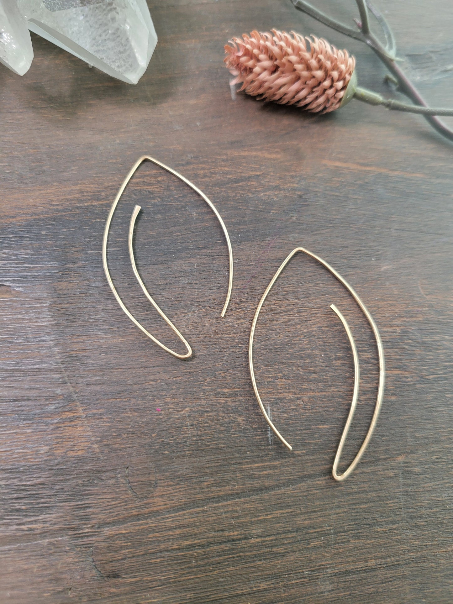 Pull Through Leaf Earrings