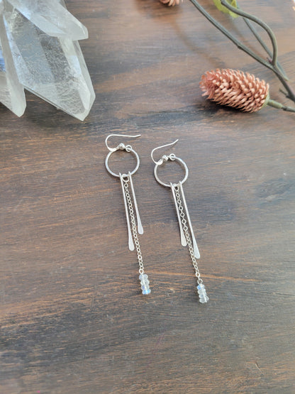 Dainty Moonstone Fringe Hoop Earrings