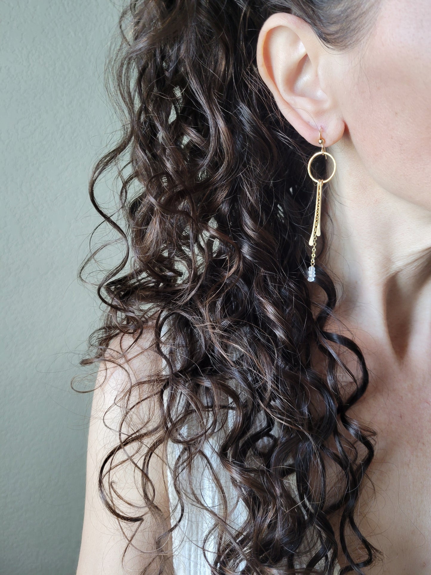 Dainty Moonstone Fringe Hoop Earrings