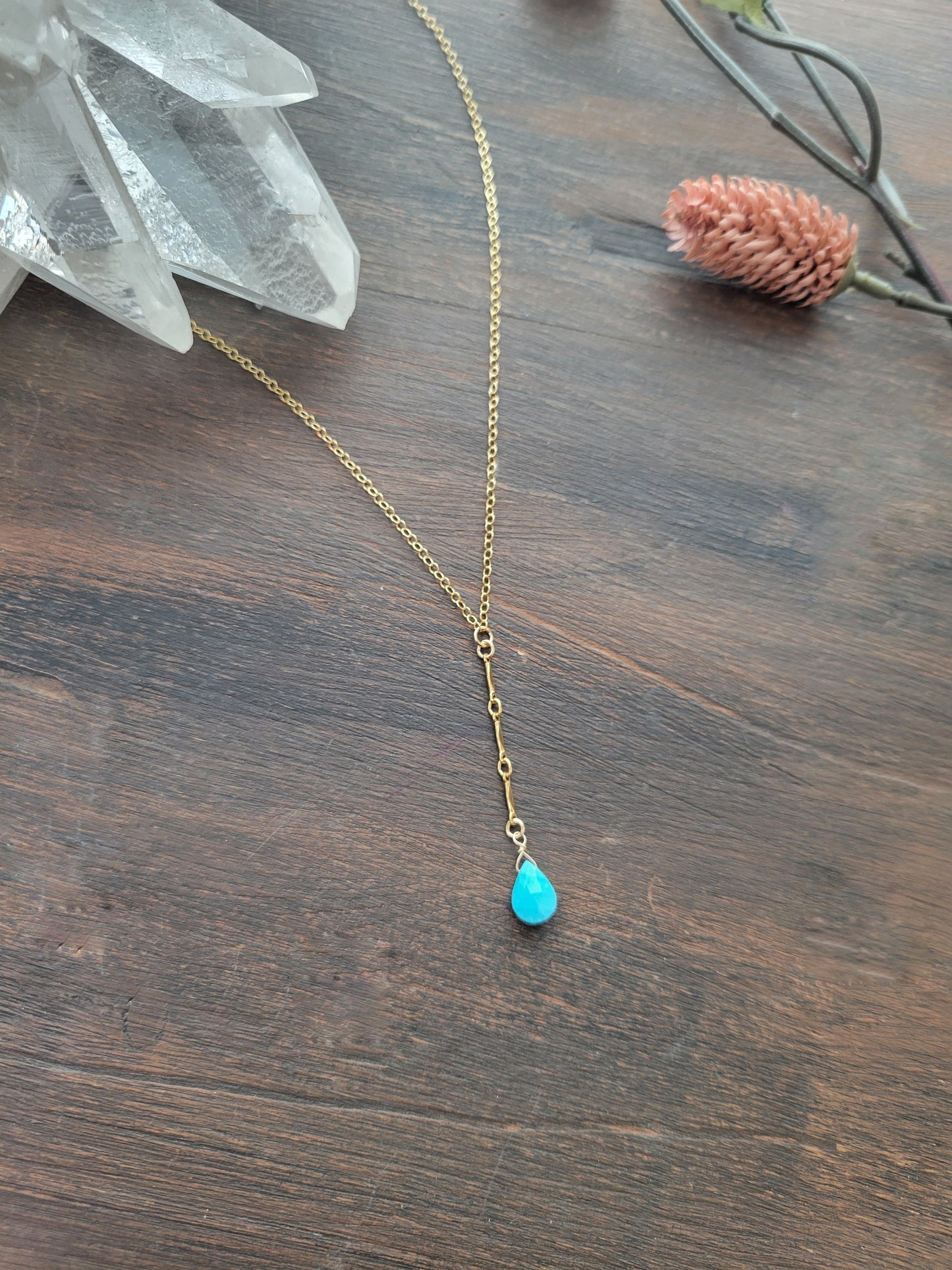 Turquoise Y Drop Necklace