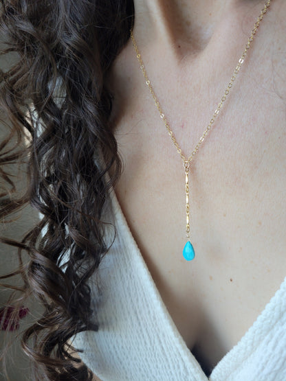 Turquoise Y Drop Necklace