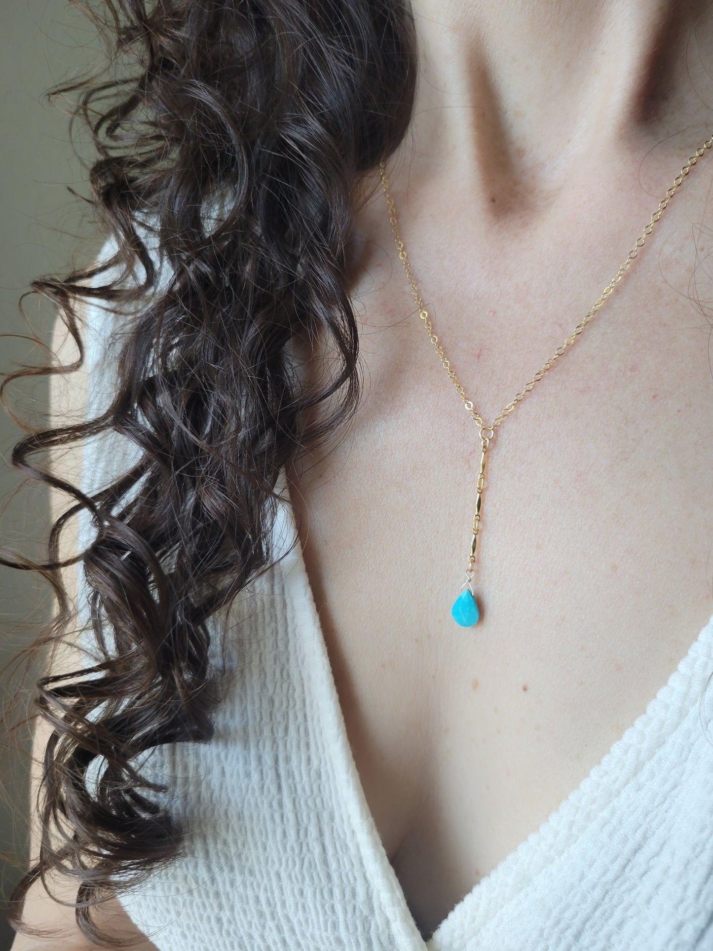 Turquoise Y Drop Necklace
