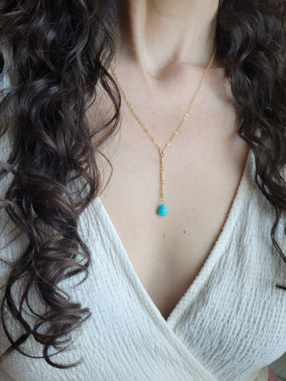 Turquoise Y Drop Necklace