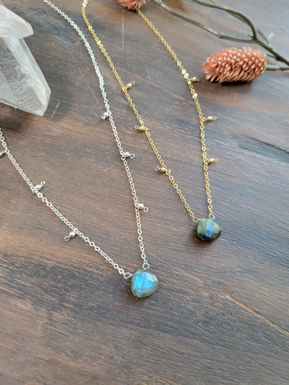 Labradorite Dew Drop Necklace