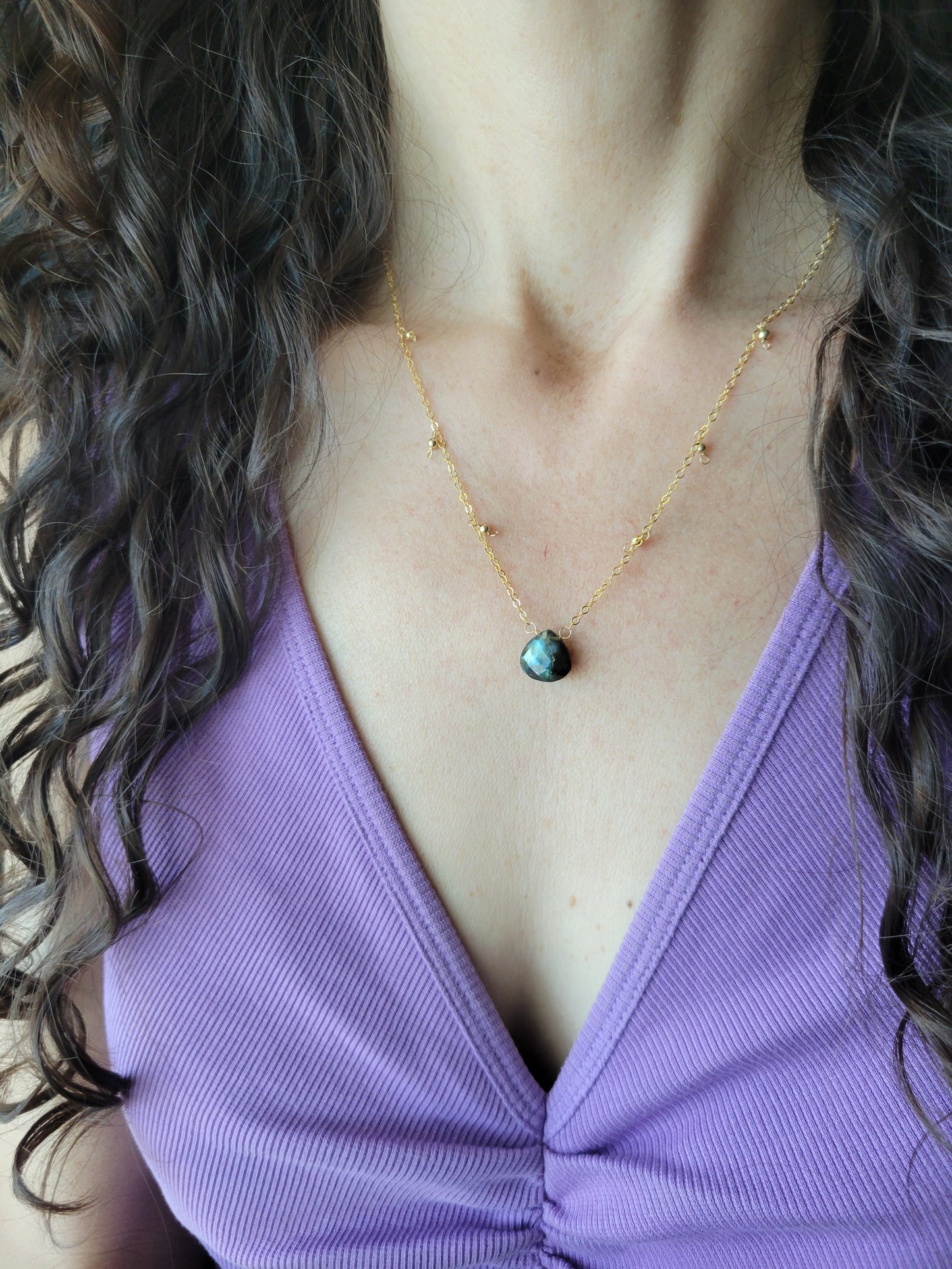 Labradorite Dew Drop Necklace