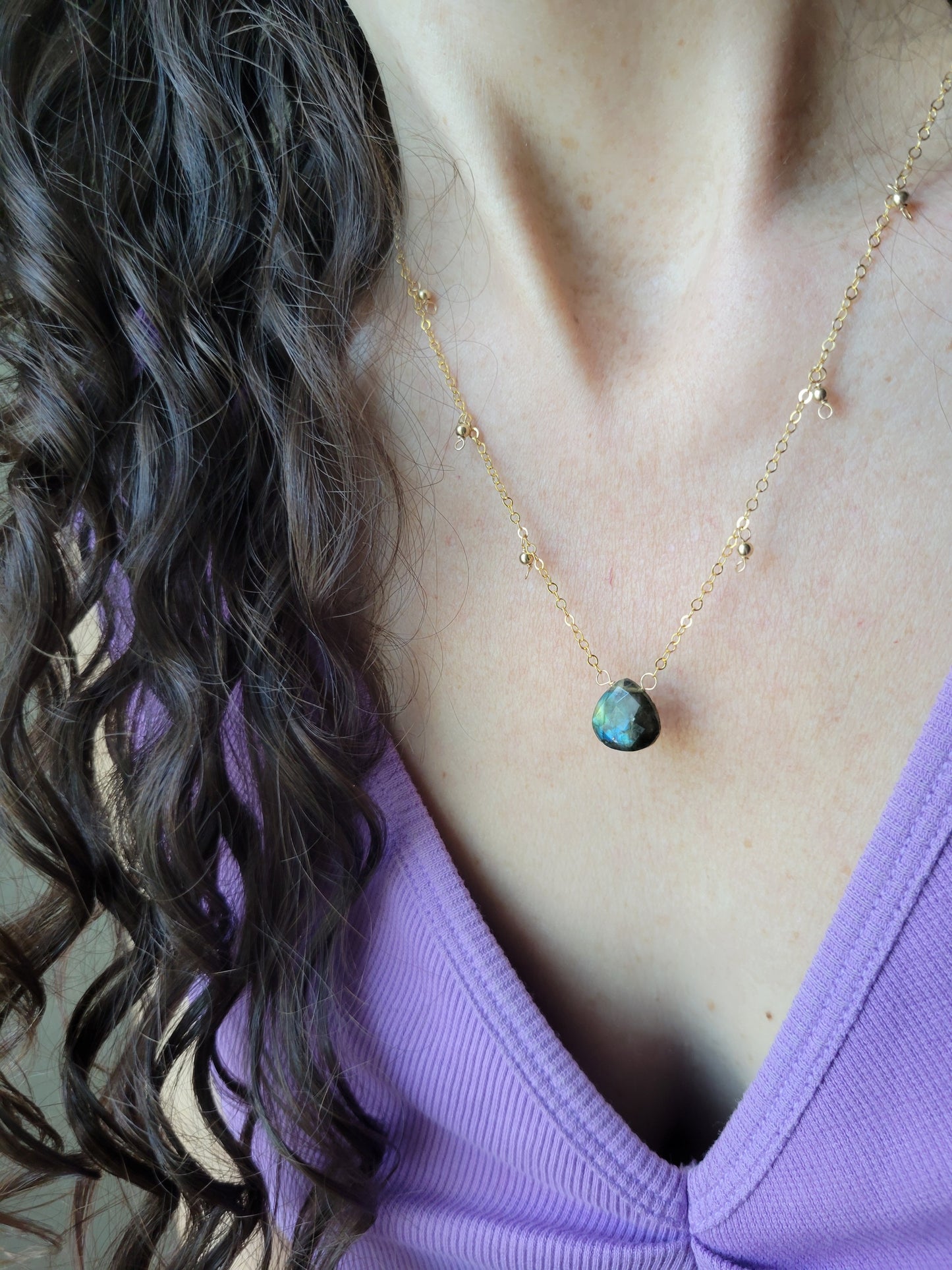 Labradorite Dew Drop Necklace