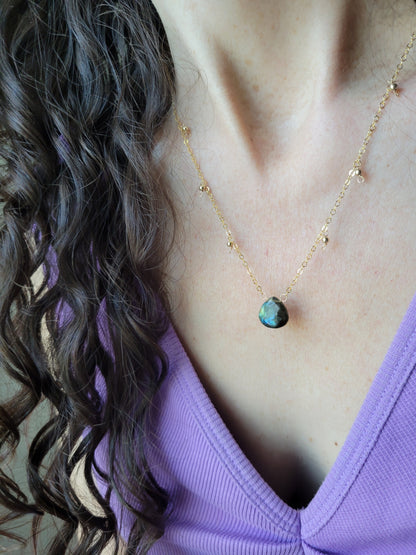 Labradorite Dew Drop Necklace