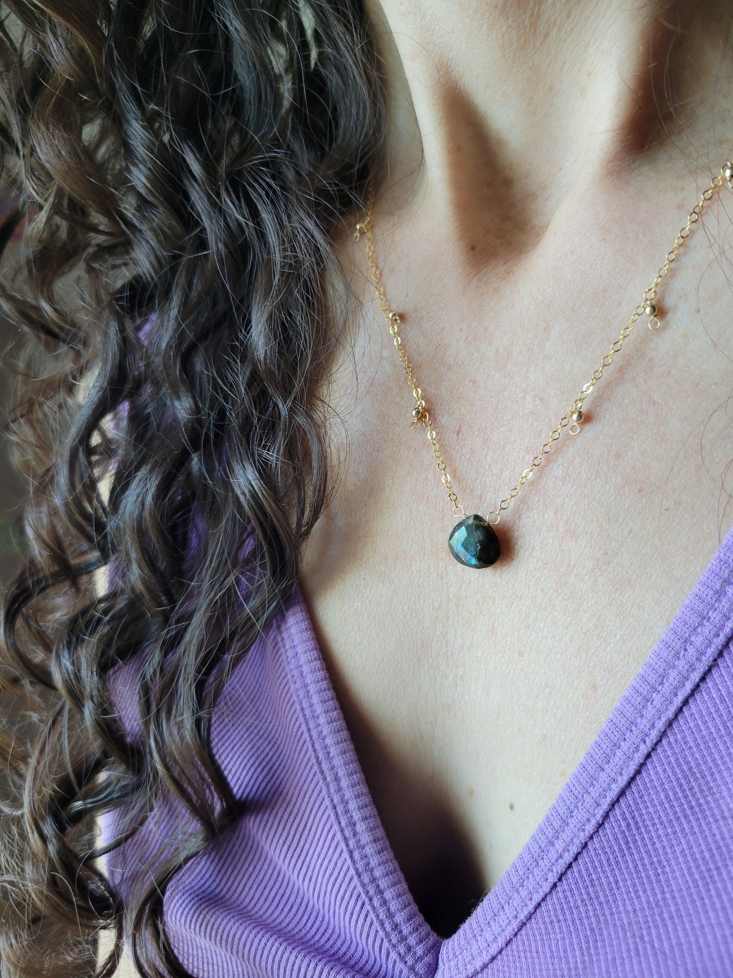 Labradorite Dew Drop Necklace